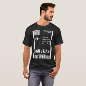 San Juan Puerto Rico Boarding Pass Vliegticket T-shirt (Voorkant volledig)