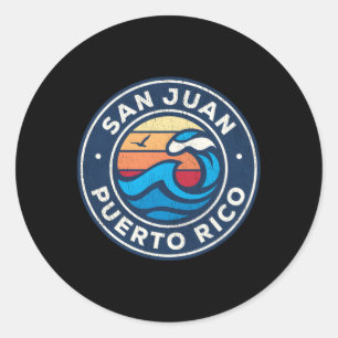 San Juan Puerto Rico nautische golven Ronde Sticker