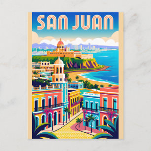 San Juan Puerto Rico Retro Reisposter Kunst Briefkaart