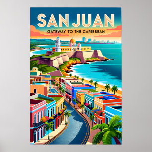 San Juan Puerto Rico Retro Reisposter Kunst Poster