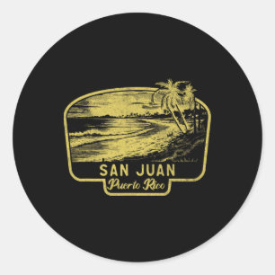 San Juan Puerto Rico Strand Surfen Vintage Blau He Ronde Sticker