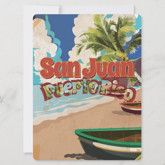San Juan Puerto Rico Vintage Travel Poster Kaart (Voorkant)