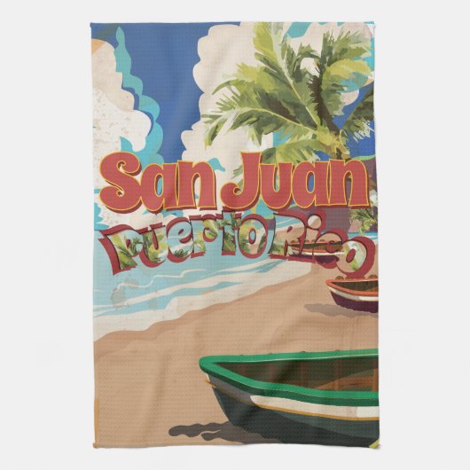 San Juan Puerto Rico Vintage Travel Poster Theedoek (Verticaal)