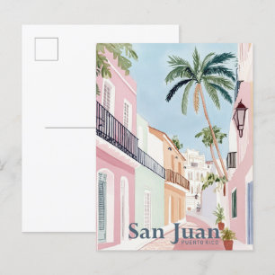San Juan Puerto Rico Waterverf Schilderij Reizen Briefkaart