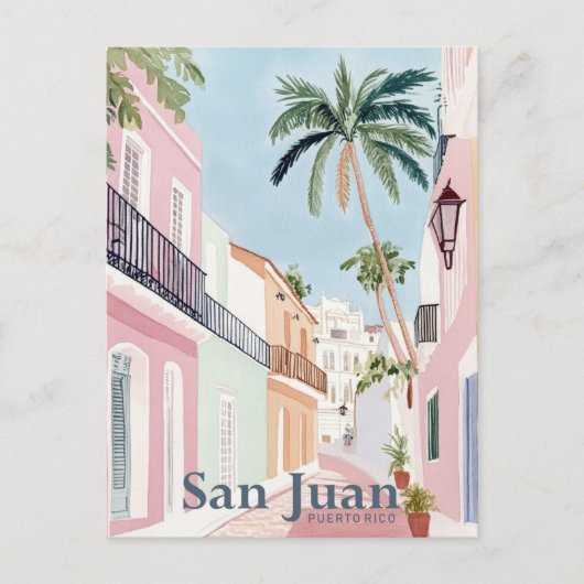 San Juan Puerto Rico Waterverf Schilderij Reizen Briefkaart (Voorkant)