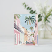 San Juan Puerto Rico Waterverf Schilderij Reizen Briefkaart (Staand voorkant)