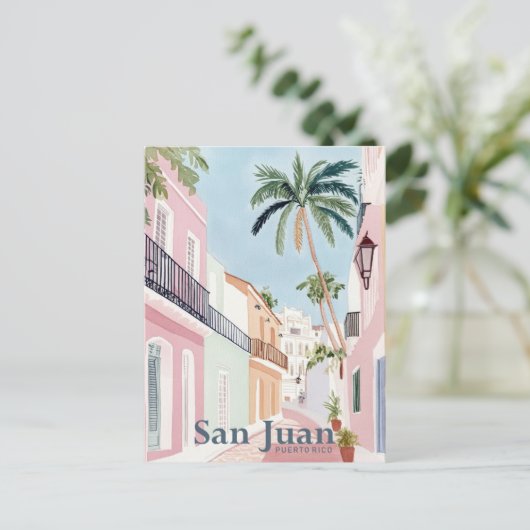 San Juan Puerto Rico Waterverf Schilderij Reizen Briefkaart (Staand voorkant)