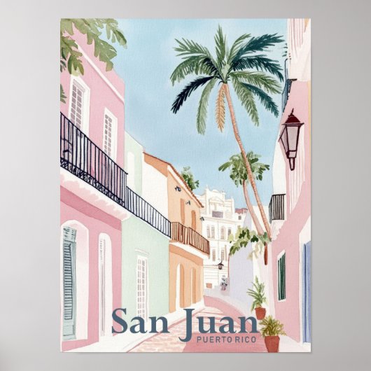 San Juan Puerto Rico Waterverf Schilderij Reizen Poster (Voorkant)