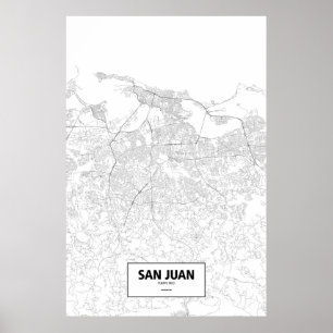 San Juan, Puerto Rico (zwart op wit) Poster