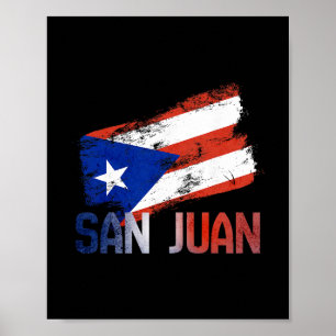 San Juan Stad Puerto Rico Vlag Vintage Roots Boric Poster