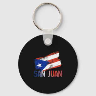 San Juan Stad Puerto Rico Vlag Vintage Roots Boric Sleutelhanger