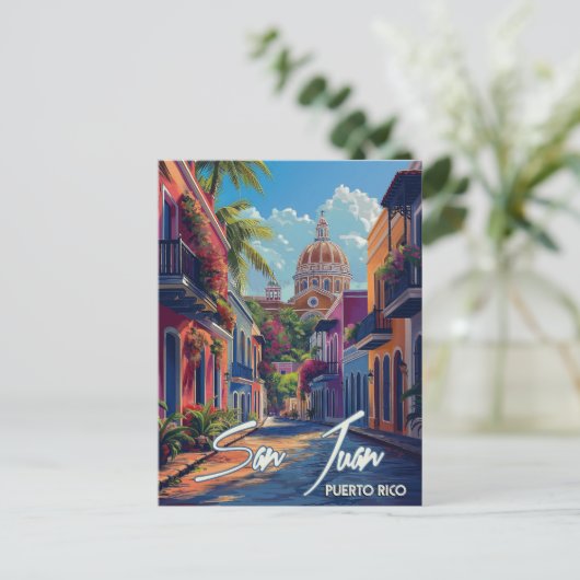 San Juan Vintage Reizen Briefkaart (Staand voorkant)