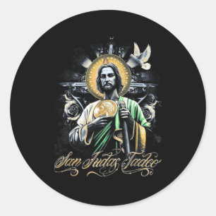 San Judas Tadeo Religieuze Kunst Katholieke Heilig Ronde Sticker