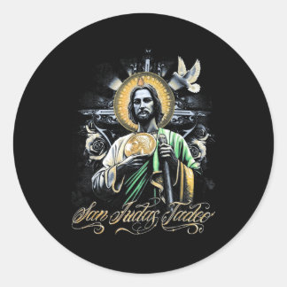 San Judas Tadeo Religieuze Kunst Katholieke Heilig Ronde Sticker