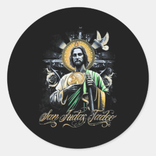 San Judas Tadeo Religieuze Kunst Katholieke Heilig Ronde Sticker