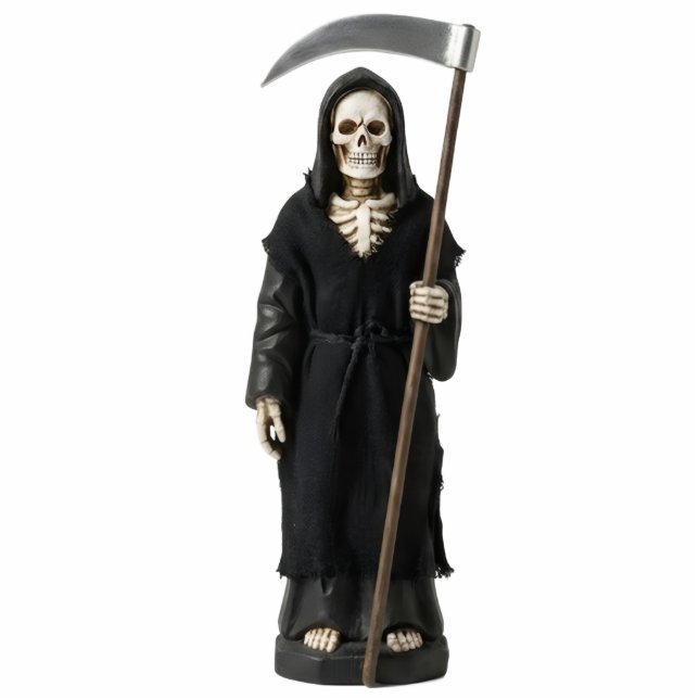 San La Muerte Saint Death Black Robe 2D Statue Staand Fotobeeldje (Voorkant)