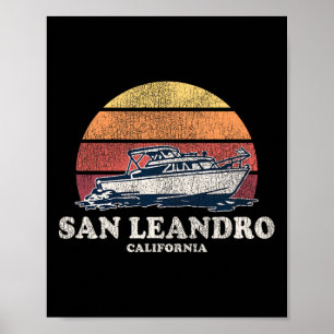 San Leandro Ca varen 70s Retro Boat Desi Poster