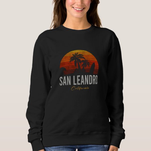 San Leandro California Retro Surfer Beach Trui (Voorkant)