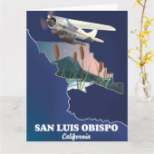 San luis obispo California map Briefkaart (Gele Bloem)