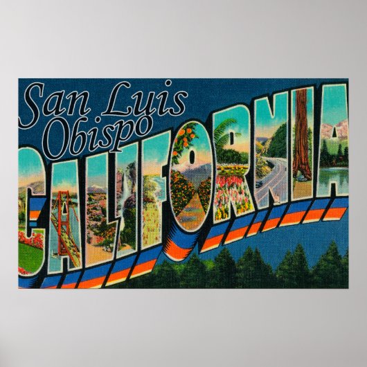San Luis Obispo, Californië - Grote Letter Scene Poster (Voorkant)