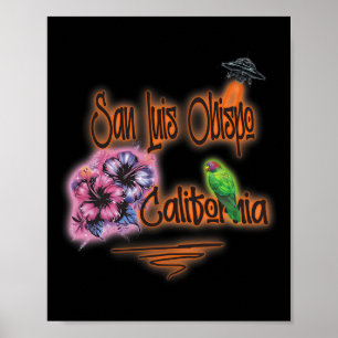 San Luis Obispo Californië Retro Surfer Vintage Ai Poster