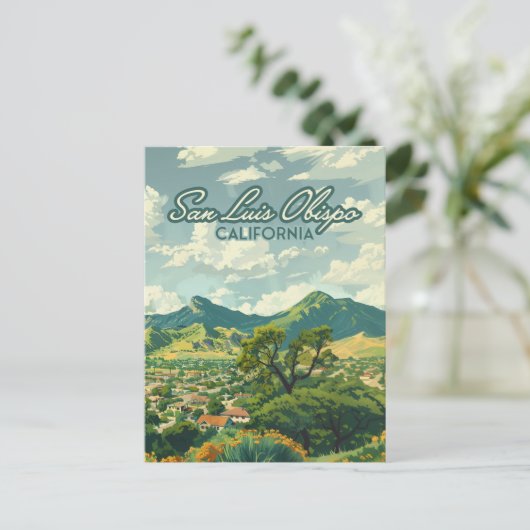San Luis Obispo SLO California Central Coast Retro Briefkaart (Staand voorkant)