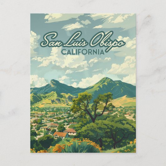 San Luis Obispo SLO California Central Coast Retro Briefkaart (Voorkant)