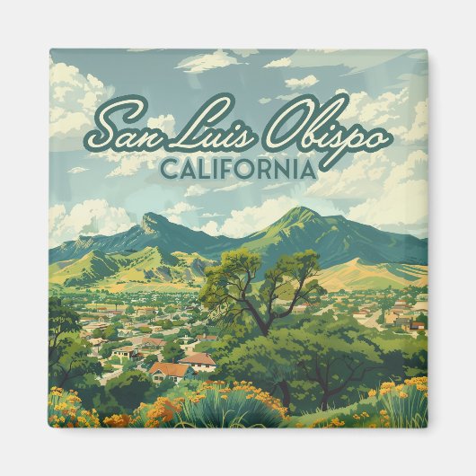 San Luis Obispo SLO California Central Coast Retro Magneet (Voorkant)