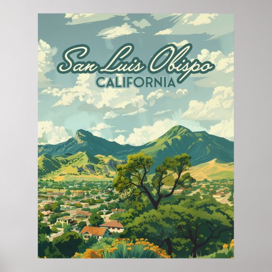 San Luis Obispo SLO California Central Coast Retro Poster (Voorkant)