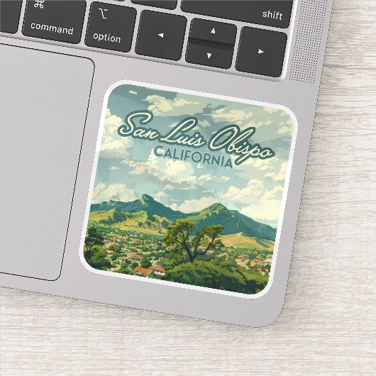 San Luis Obispo SLO California Central Coast Retro Sticker (Detail)