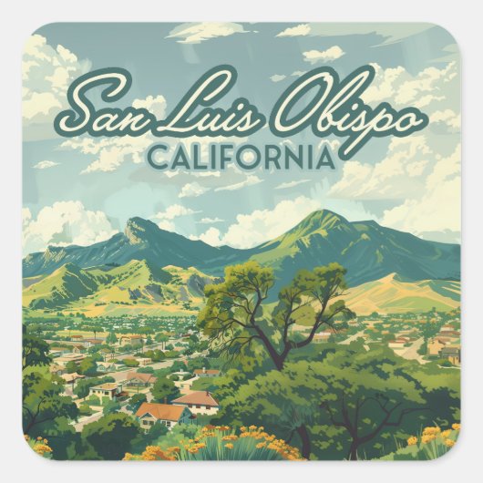 San Luis Obispo SLO California Central Coast Retro Vierkante Sticker (Voorkant)