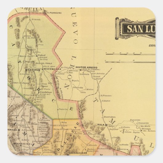 San Luis Potosi Vierkante Sticker (Voorkant)