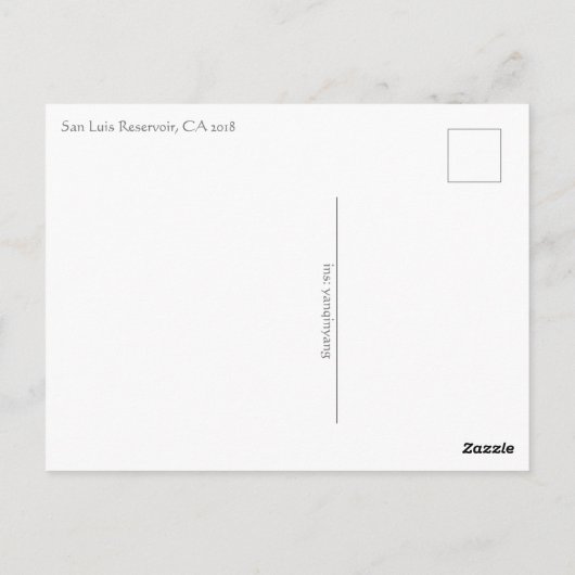 San Luis Reservoir, CA 2018 Briefkaart (Achterkant)