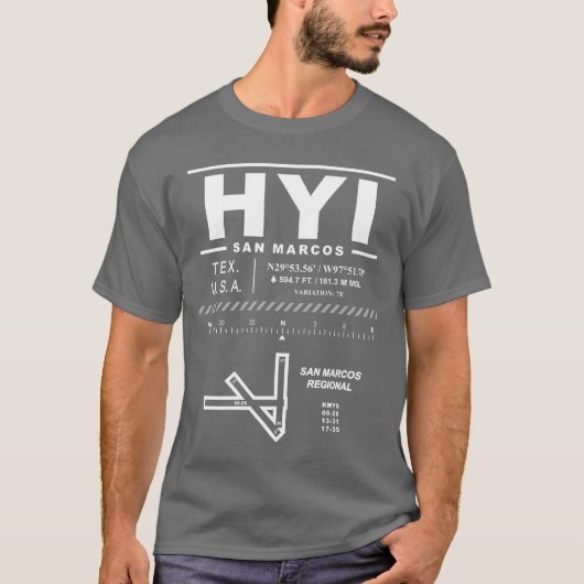 San Marcos Regional Airport HYI T-Shirt (Voorkant)
