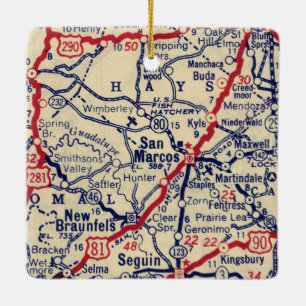 San Marcos TX  kaart Keramisch Ornament
