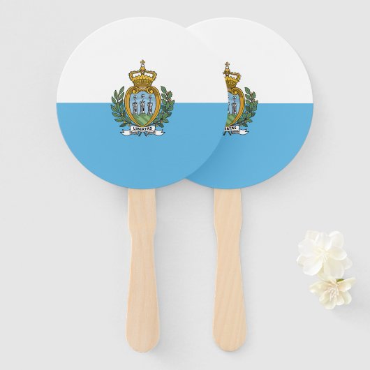 San-Marinese vlag Handwaaier (Voorkant en achterkant)