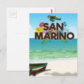 San Marino Beach-reisposter Briefkaart (Voorkant / Achterkant)