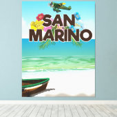 San Marino Beach-reisposter Canvas Afdruk (Insitu (Houten vloer))