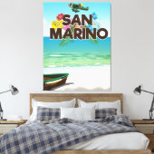 San Marino Beach-reisposter Canvas Afdruk (Insitu (Slaapkamer))