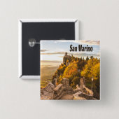 San Marino Europe Drie Towers Vierkante Button 5,1 Cm (Voorkant /achterkant)