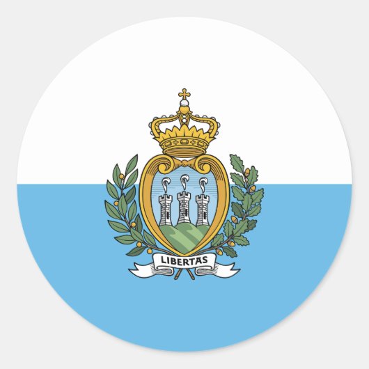 San Marino Flag Classic Ronde Sticker (Voorkant)