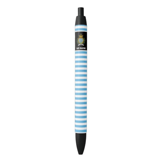 San Marino Flag Cute Patriotic Zwarte Inkt Pen (Voorkant Verticaal)