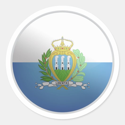 San Marino Glossy Circle Vlag Ronde Sticker (Voorkant)