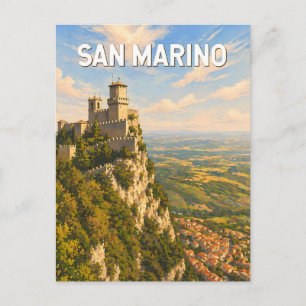 San Marino Illustratie Reis Kunst Vintage Briefkaart