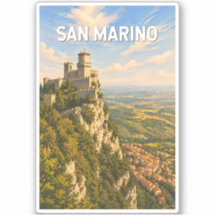 San Marino Illustratie Reis Kunst Vintage Sticker