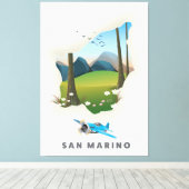 San Marino illustreerde reisposter. Canvas Afdruk (Insitu (Houten vloer))