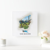 San Marino illustreerde reisposter. Vierkante Klok (Huis)