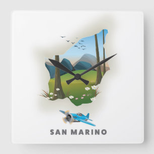 San Marino illustreerde reisposter. Vierkante Klok