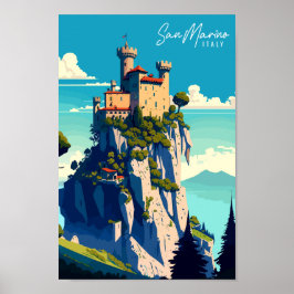 San Marino Italië vintage reisillustratie Poster