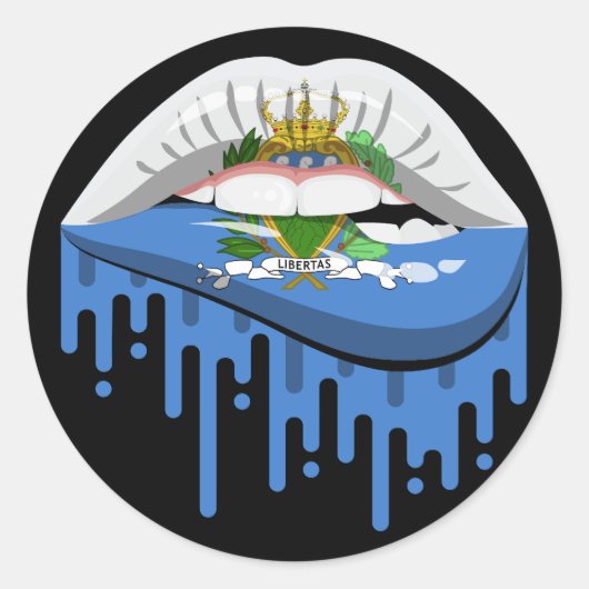 San Marino Lips Pride Root Flag Ronde Sticker (Voorkant)